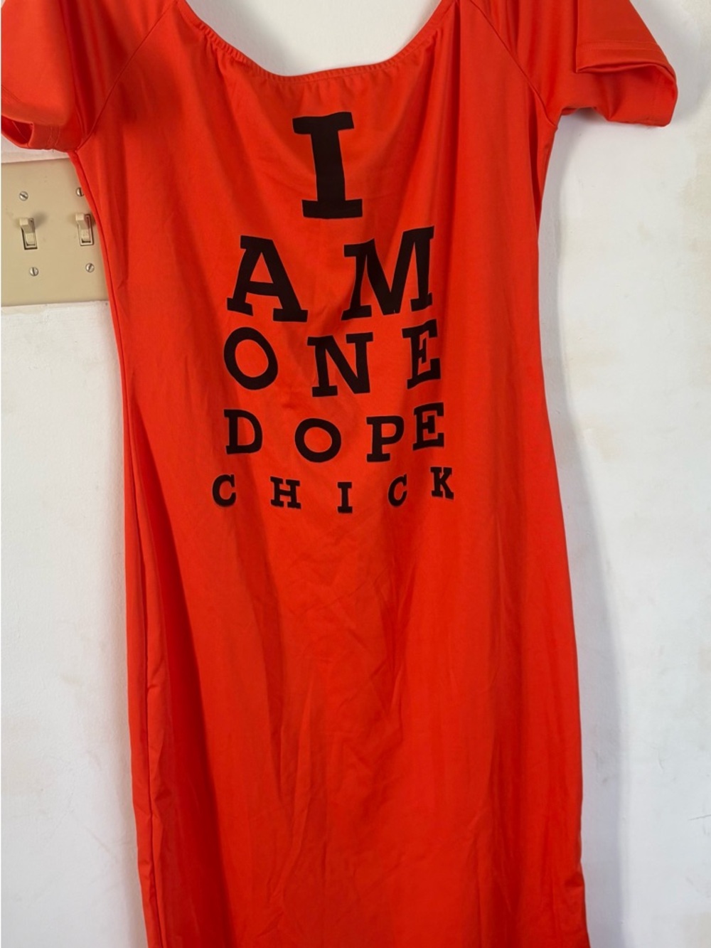Orange Graphic Scoop Neck Maxi Dress - "I AM ONE DOPE CHICK"